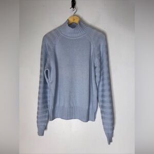 Van Kukil Light Blue Mock Neck‎ Cashmere Sweater Medium
